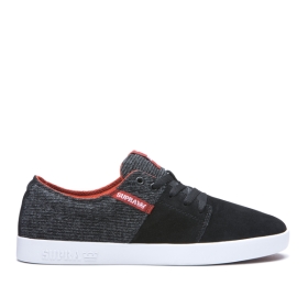 Tenis Bajos Supra STACKS II Hombre Negras/Blancas (MX-71860)